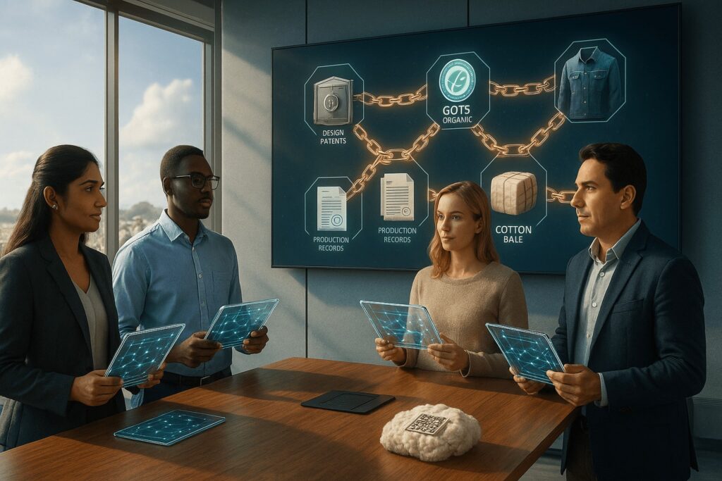 Garment factory using blockchain technology to ensure transparency, trust, and authenticity in the textile supply chain