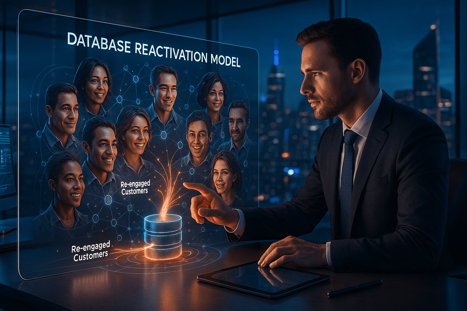 Database Reactivation Model diagram for targeting and re-engaging inactive customers.
