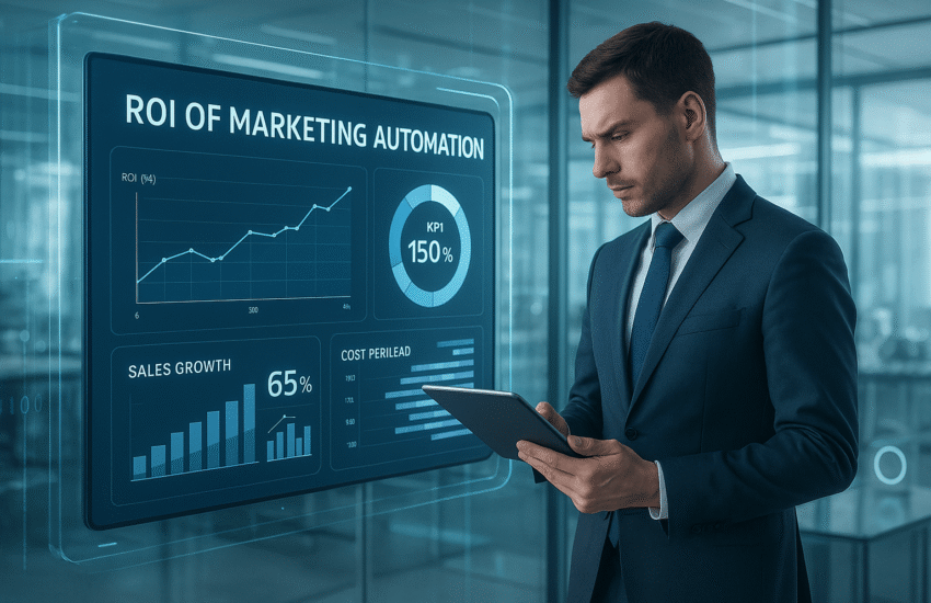 ROI of Marketing Automation showing increased revenue and streamlined workflow