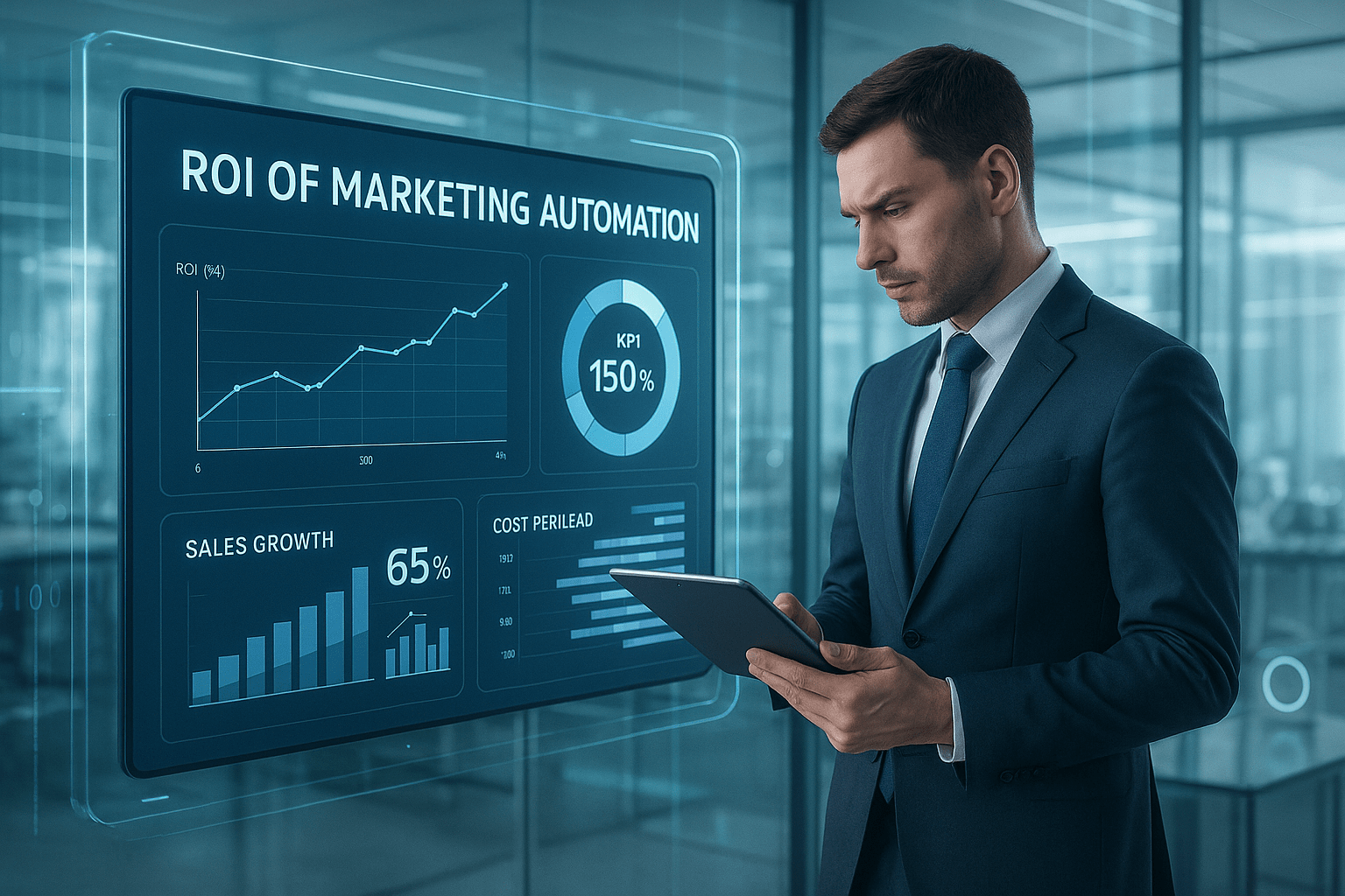ROI of Marketing Automation showing increased revenue and streamlined workflow