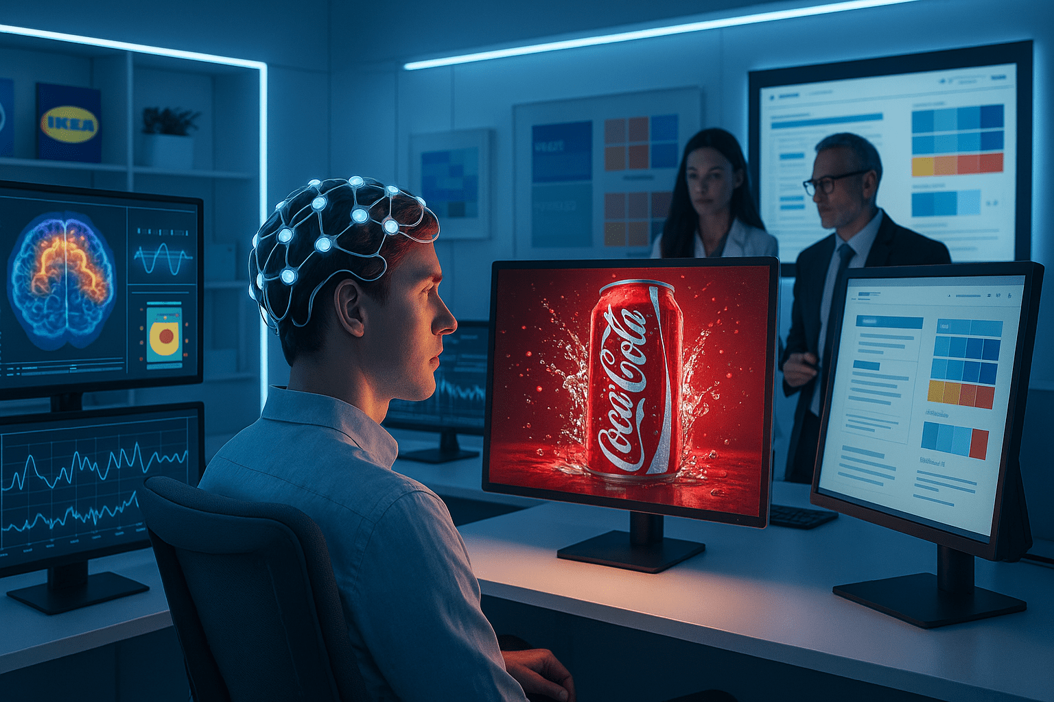 Neuromarketing Strategies illustration showing brain activity during brand response