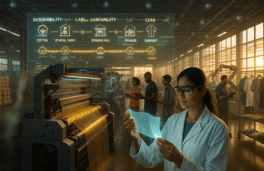 Garment factory implementing blockchain for secure and transparent textile production