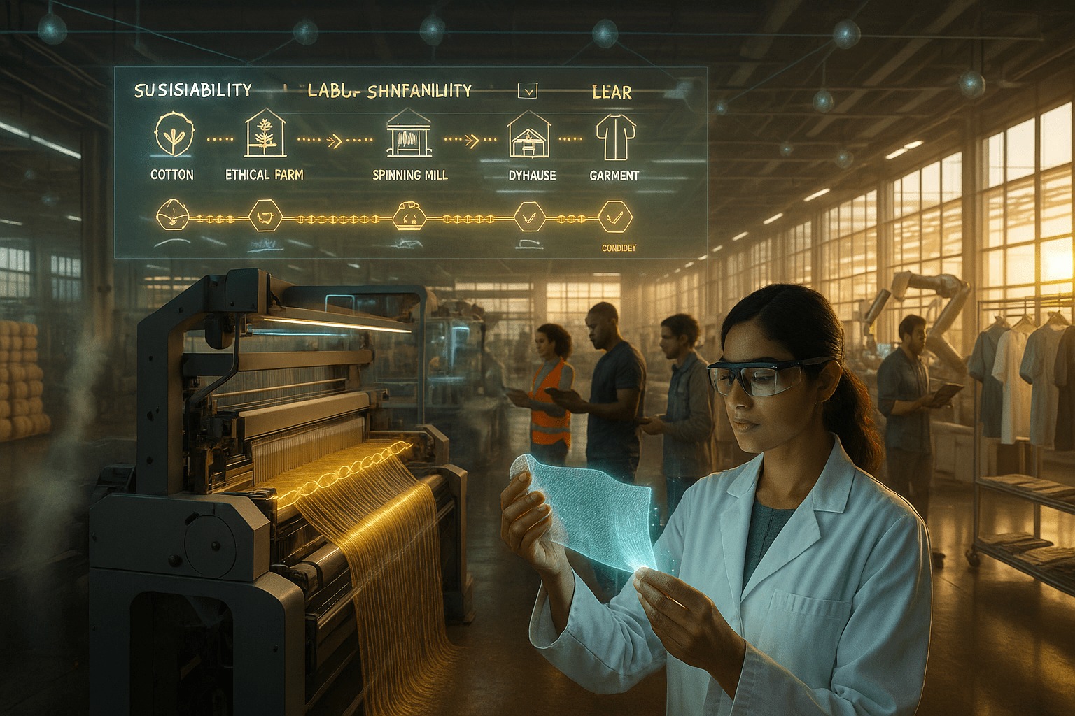 Garment factory implementing blockchain for secure and transparent textile production